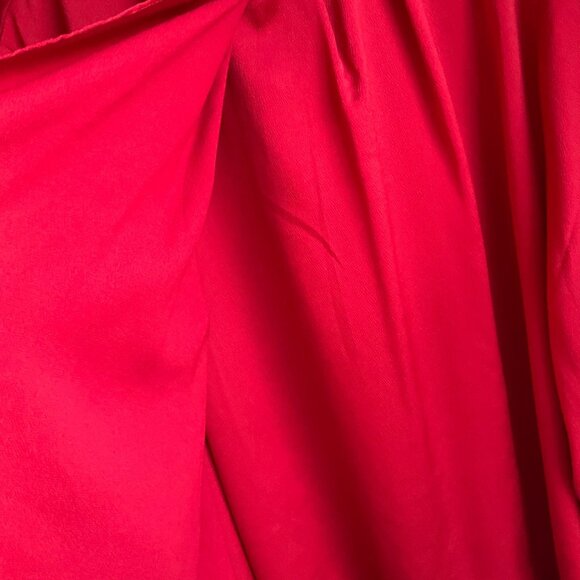 Liz Claiborne 4X Red Long Sleeve Blouse Top Overlay Ruffle Satin Old Money - Picture 4 of 13